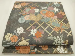 平和屋着物◎佐賀錦　六通柄袋帯　唐織　花籬文　金糸　正絹　逸品　CAAS4056qe