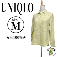 UNIQLO【M】プレミアムリネンチェックシャツ ギンガムチェック 麻100%