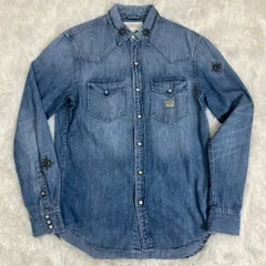 名作 ラルフローレン スタッズ デニム ウエスタン 長袖シャツ インディゴブルー Mサイズ相当 ★お値段交渉を受け付けます。