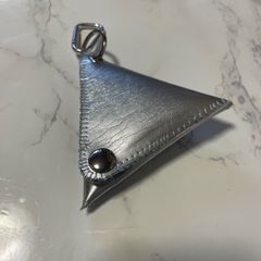 合皮×着物布 コインケース 銀