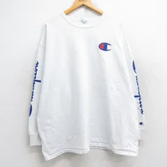 XL/古着 チャンピオン Champion 長袖 Tシャツ メンズ ビッグロゴ 大きいサイズ コットン クルーネック 白 ホワイト 25aug22 中古
