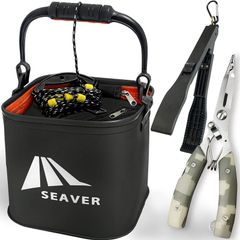 SEAVER  釣り バケツ 3点セット プライヤー フィッシュグリップ  3カラー