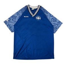 XLサイズ 90s USA製 古着 SCORE ゲームシャツ Tシャツ アメリカ サッカー バイカラー ブルー