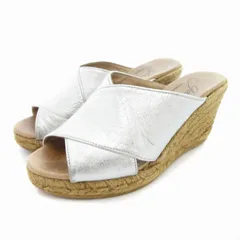 ガイモ GAIMO ミュール サンダル エスパドリーユ ウェッジソール 35 茶 ブラウン 銀色 シルバーカラー /UD