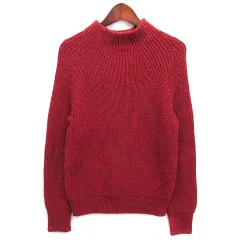 無印良品 良品計画 ヤク入り ウール 畦編み モックネック セーター 長袖 ニット レッド M