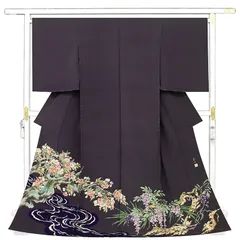 黒留袖　皇室献上作家　熊谷慶雲　京友禅　風神雷神　童子　未仕立て　仮絵羽　訳あり 黒留袖皇室献上作家熊谷慶雲京友禅風神雷神童子未仕立て仮絵羽訳あり