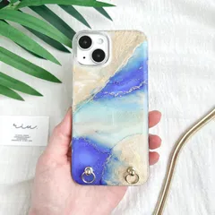 Sea 青 ニュアンスiPhoneケース　スマホケース　Android　全機種対応　スマホストラップ　ハードケース　アルコールインクアート　ハンドメイド　iPhone17 iPhone17Pro  iPhone17Air  iPhone17pro max