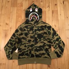 1st camo green シャーク パーカー Sサイズ shark full zip hoodie a bathing ape BAPE エイプ ベイプ アベイシングエイプ 迷彩