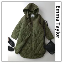 Emma Taylor エマテイラー 美シルエット 3way キルティング フードコート 36/S カーキ アウター 長袖 (124E＋0288）25F