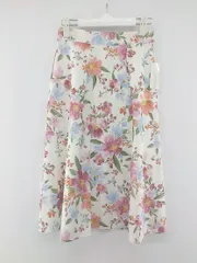 ◇ ●美品● ◎ PROPORTION BODY DRESSING タグ付 花柄 膝丈 フレア スカート サイズ2 ホワイト マルチ レディース P  【1210070003347】