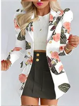 【花×黒スカート】ジャケット セットアップ ツイード ブレザー ショート丈 花柄 チェック柄 ジャケット スカート 長袖 パッド入り 韓国風 大人カジュアル