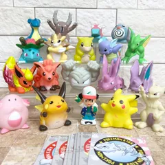 【人形19体+カード8枚】ポケモンキッズ 指人形 カード ソフビ 初期 まとめ売り レア 当時もの 平成 レトロ ピカチュウ カメール フシギソウ ブースター ラプラス ストライク ミュウツー