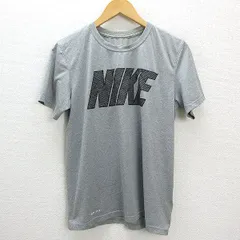 Z■ナイキ/NIKE DRY-FITゴツナイキロゴプリント Tシャツ■灰【メンズM】MENS/39【中古】