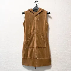 【最終値下げ】Y2K Archive 00s MISS ARTEMIS ミスアルテミス ベロア ジップアップ パーカーワンピース ブラウン レディース Mサイズ ノースリーブ グランジ 平成ギャル