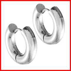 [SEIYA INTERNATIONAL] フープピアス 太め メンズ リングピアス フープ リング ステンレス 両耳 2個セット 幅5mm 18G