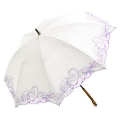 シノワズリーモダン ペイズリー刺繍かわず張りショート晴雨兼用日傘