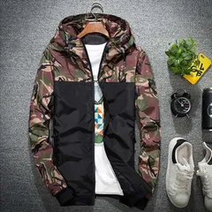 ウィンドブレーカー マウンテンパーカー UVカット 迷彩ジャケット パーカー メンズ 迷彩 切り替え フード付きジャンパー トップス ジップアップ 薄手 秋 jtm01