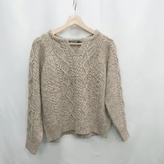 ◇ ⊇ AMERICAN HOLIC アメリカン ホリック Vカット ニット 長袖 セーター サイズM モカ系 レディース E  【1502180041570】