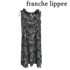 美品 大きいサイズ フランシュリッペブラック パン柄 ノースリーブ