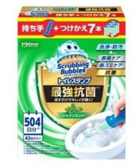 【504日分】 Johnson ジョンソン スクラビングバブル 最強トイレスタンプ クリーナー 本体1本＋付け替え7本 スタンプ 抗菌 消臭 芳香 黒ずみ 防汚 付替え トイレ掃除 清掃 便器 洗浄 トイレ 本体セット 洗剤