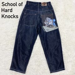 【SOHK SCHOOL OF HARD KNOCKS】ショック  スクールオブハードノックス　バギーデニムパンツ　刺繍　サイズ32(M〜L))