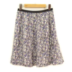 クミキョク 組曲 KUMIKYOKU スカート フレア 花柄 シフォン 1 青 ブルー