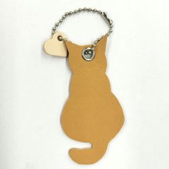 本革 レザーストラップ 	キャメル	猫 ストラップ ハンドメイド/工房エールヨコハマ