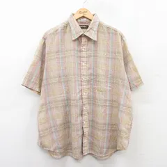XL/古着 半袖 シャツ メンズ 90s 大きいサイズ ベージュ系他 カーキ チェック 25may09 中古 トップス
