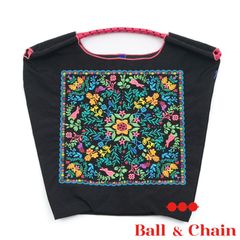 正規品・新品 ボールアンドチェーン (フローラルバンダナ / ブラック) Mサイズ  トートバッグ エコバッグ 花
