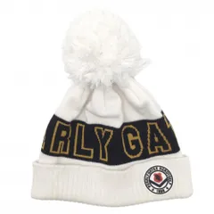 ★SALE価格★【超美品】パーリーゲイツ ニット帽 白×ダークネイビー ボンボン付き シリコンワッペン FR ゴルフウェア PEARLY GATES