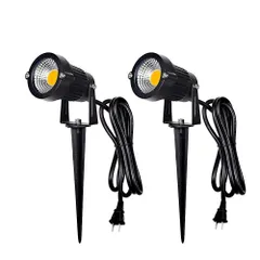 Herimo 5W 電球色 LEDガーデンライト 3000K 400LMスポットライトIP65防水ガーデン照明 電源コードの長さ3M 上下左右に回転可能 風景＆芝生ライト庭園照明 ５万時間の寿命 (2点電球色)のサムネイル