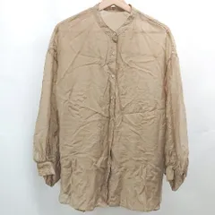 ◇ ⊂ Discoat ディスコート バンドカラー 長袖 シアー シャツ ブラウス サイズF ブラウン レディース E  【1505290025713】