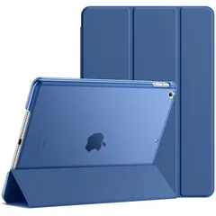 JEDirect iPad 9.7インチ (2018/2017，第6/5世代用) ケース PUレザー 三つ折スタンド オートスリープ機能 (紺)