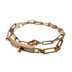新品未使用 Hermès エルメス Kelly Chaine bracelet PM Double-Choker ケリー チェーンブレスレットPM　ダブルチョーカー Rose Gold ローズゴールド  Diamonds ダイヤモンド