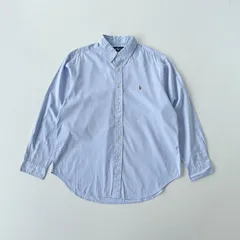 90s ラルフローレン  クラシックフィット　ボタンダウンシャツ　刺繍ロゴ　Ralph Lauren BDshirt embroidery logo blue 17size T1813 A3