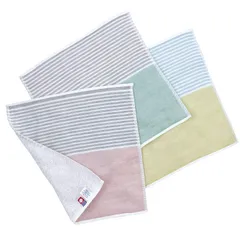 25×25cm コンパクト 綿100% 日本製 タオルハンカチ イエロー フロネージュ 3色セット ピンク ハンドタオル ガーゼ&パイル 認定 グリーン タオル 今治(Imabari)