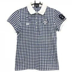 ★SALE価格★パーリーゲイツ 半袖ポロシャツ 白×ネイビー チェック レディース 1(M) ゴルフウェア PEARLY GATES