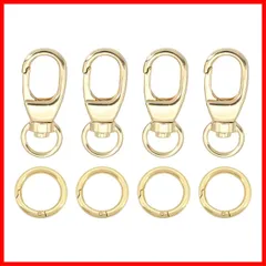 手芸用品 アクセサリーパーツ DIY材料 キーホルダーパーツ 手作り 丸カン 丸型回転フック (20mm(外径) ワンタッチキーホルダー金具 ４個セット 二重リング 金) キーホルダー ナスカン aninako