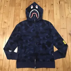 ★XL★ ジャガードカモ シャーク パーカー Jacquard shark full zip hoodie a bathing ape BAPE Blue camo エイプ ベイプ ブルーカモ
