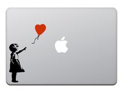 「在庫わずか」GIRL WITH THE バンクシー RED 赤い風船に手を伸ばす少女 シール BALLOON ステッカー マックブック BANKSY 13インチ / ブラック 11 Air/Pro M847-B MacBook カインドストア