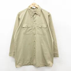 XL/古着 ディッキーズ Dickies 長袖 ワーク シャツ メンズ 90s　ロング丈 ベージュ カーキ 25oct11 中古 トップス