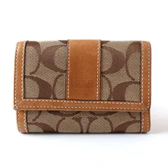 MWF25129 COACH コーチ コンパクト 財布 シグネチャー キャンバス×レザー ベージュ系