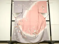 平和屋着物■訪問着　駒刺繍　枝花文　暈し染め　金彩　正絹　逸品　AAAV0292ma