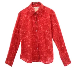 アニエスベー 花柄 長袖 シャツ 38 レッド agnes b. レギュラーカラー レディース 古着 【231026】 メール便可