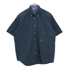 TOMMY HILFIGER トミーヒルフィガー 半袖ボタンダウンシャツ ブラックウォッチ ネイビー(メンズ M)中古 古着 U1823