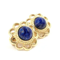 【極美品!!送料無料!!】 BURBERRY バーバリー イヤリング ラピスラズリ フラワー ゴールドカラー ブランド アクセサリー カラーストーン 誕生石