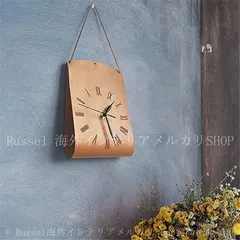 掛け時計 壁掛け 時計 ウォールクロック レザーバッグ風 革 レザー インテリア おしゃれ かわいい シンプル モダン レトロ風 リビング 寝室 4-7