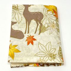 布ブックカバー 紅葉と鹿/花柄 文庫本サイズ リバーシブル ハンドメイド B121