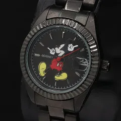  稼働 東京ディズニー QZ ミッキーマウス キャラクター文字盤 ブラック レディース腕時計 KMR 2000000 NSK