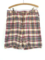 古着 90s USA製 Polo Ralph Lauren カラフル チェック タック ショーツ ショート パンツ W33 古着 